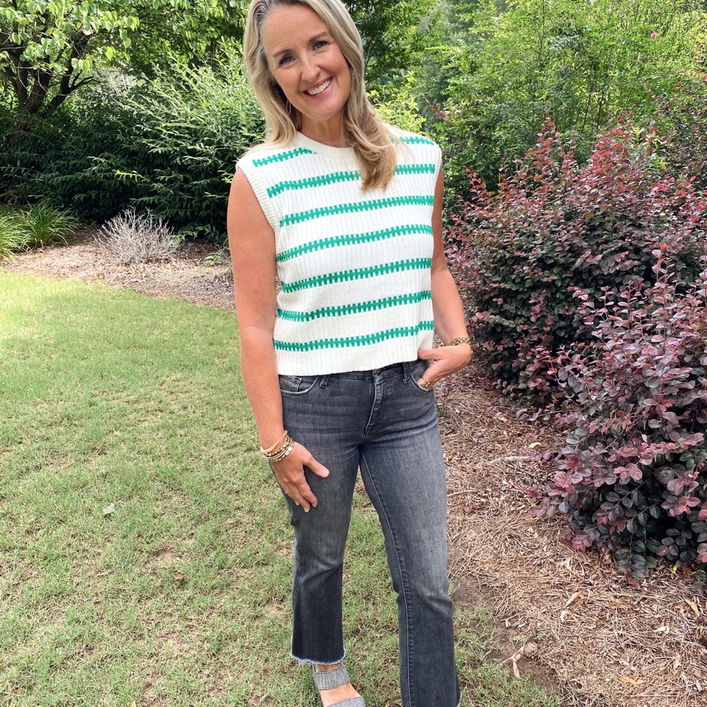 BRAND NEW- Green striped sweater tank